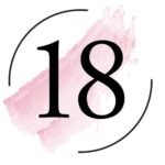 Number 18 Watercolor Stroke Logo with Circular Shape and Pastel Pink Brush Vector Design